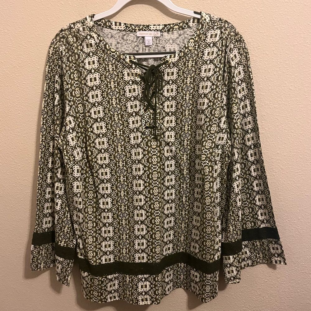 Chic Olive and Cream Blouse